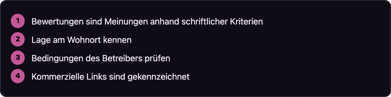 Vier nummerierte Schritte zur Einordnung der Informationen