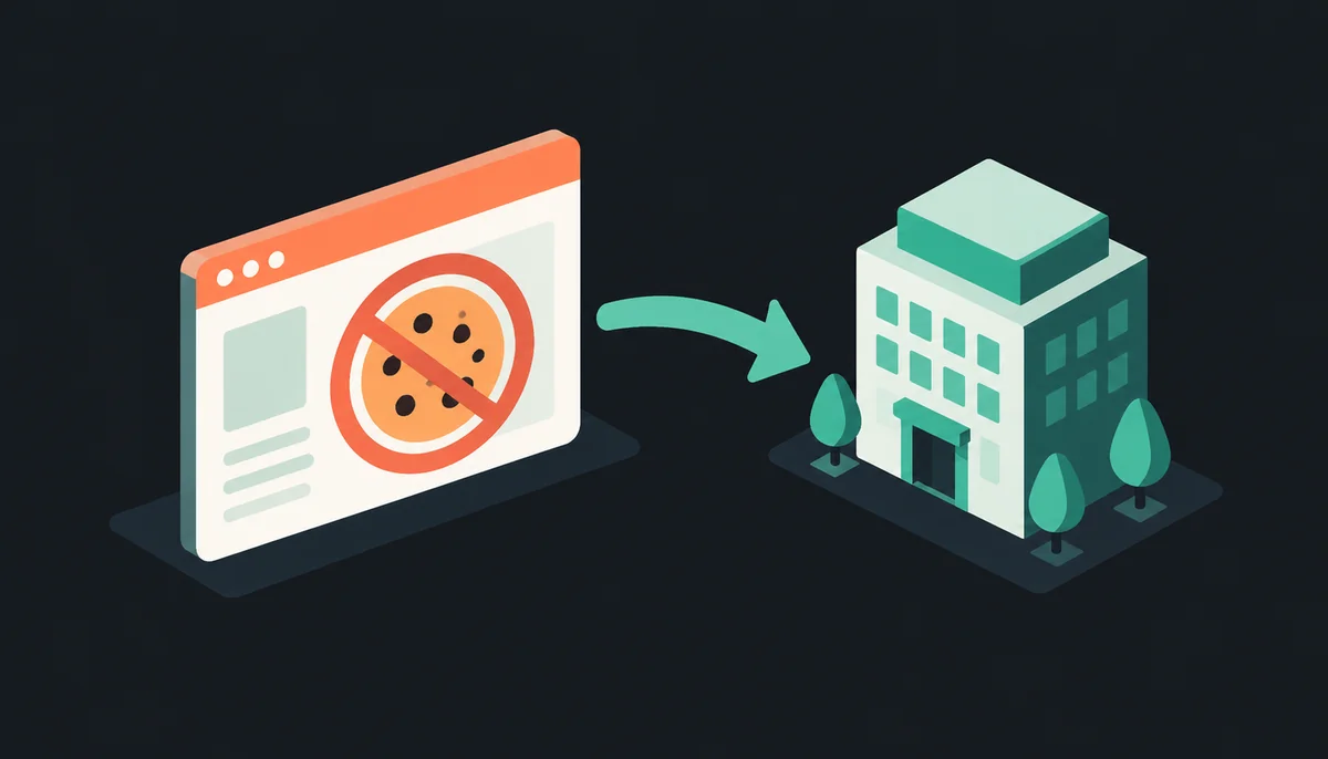 Isometrisches Browserfenster ohne Cookies mit Partnerlink