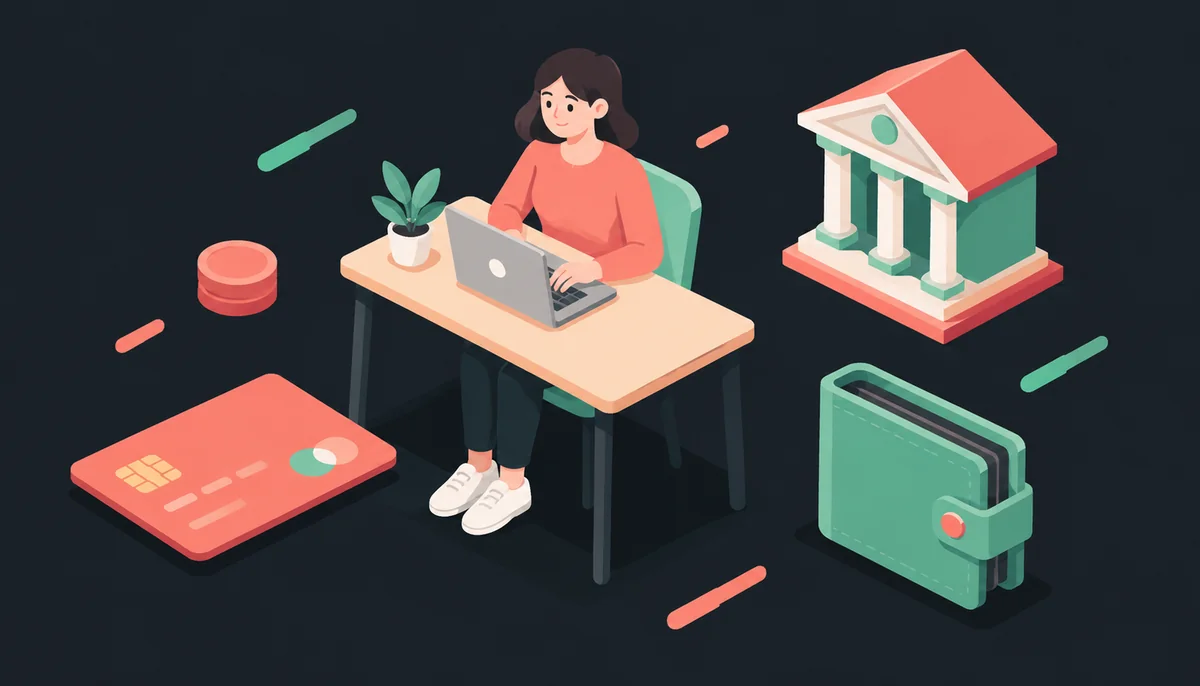 Isometric scene of deposit methods and a person