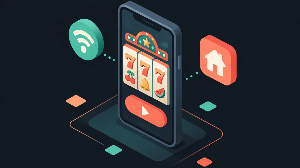 Isometric phone with slot game and wi-fi symbol